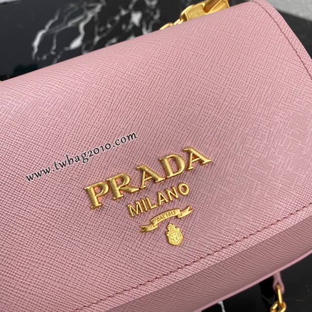 Prada專櫃新款Saffiano皮革女包 1BD275 普拉達全銅古金鏈條斜挎單肩女包 csp1448